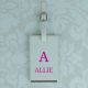 Personalised Initial and Name White Luggage Tag