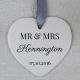 Mr & Mrs Wedding Day Heart Ornament