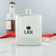 Custom hip flask with engraved initials and a crown design
