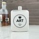 Stainless steel hip flask with engraved initials and crown design