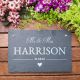 Mr & Mrs Wedding Heart Personalised Slate Sign