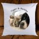 Circle photo and message personalised cushion