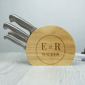 Personalised 5pc Stainless Knife Set For Couples