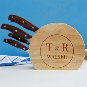 Personalised Couples 5pc Wooden Knife Set