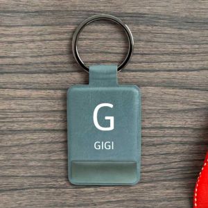 Personalised Initial and Name Grey Key Ring