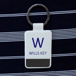 Stylish Personalised White Key Ring