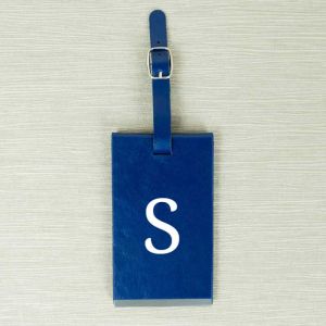 Blue Luggage Tag With Personalised Initial