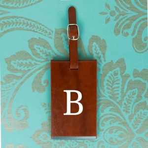 Brown Luggage Tag With Personalised Initials