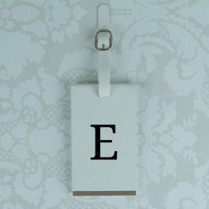 White Luggage Tag With Personalised Initial