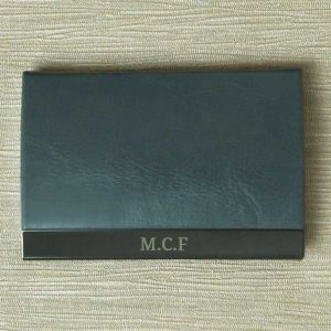 Engraved Initials Grey Card Holder