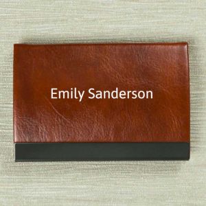 Personalised Name Brown Card Holder