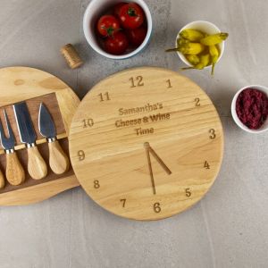 Clock Personalised Cheese Board Set