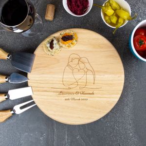 Outlined Couple Personalised Cheese Board 