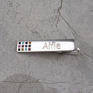 Coloured Engraved Tie Bar