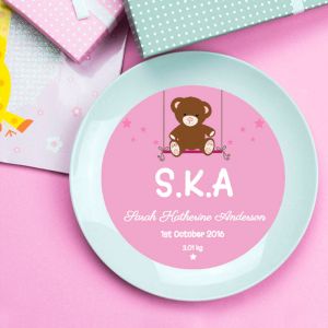 Personalised It's A Girl Birth Announcement Plate