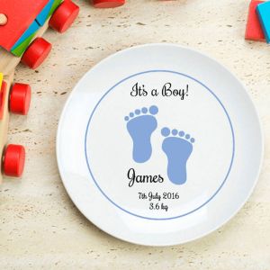 It's A Boy Footprint Personalised Plate