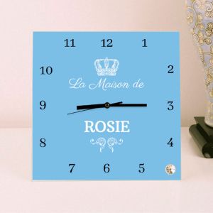 French Design Personalised Square Glass Clock
