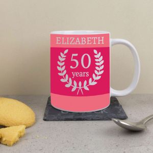 Personalised Ceramic Mug - Pink Birthday Stripes