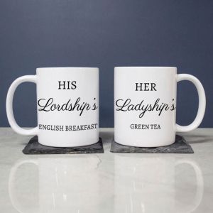 Personalised Ceramic Mugs - His Lordship's and Ladyship's
