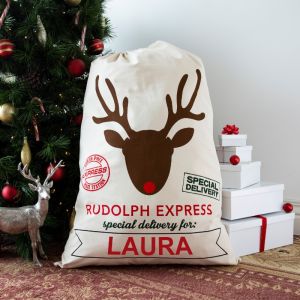 Large Rudolph Personalised Santa Sack