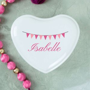 Flags Personalised White Heart Jewellery Box