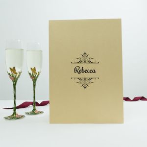 Champagne Crystal Flutes Butterfly Set