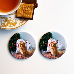 Round Ceramic Photo Coasters