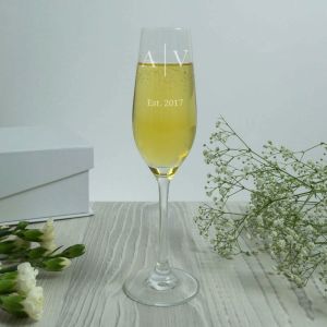 Couples Personalised Initials Crystal Flutes