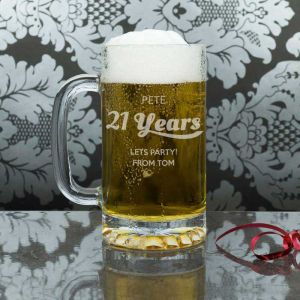 Birthday Personalised Glass Tankard 500ml