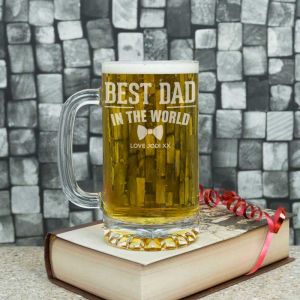 Best Dad In The World Personalised Glass Tankard