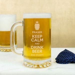 Personalised Keep Calm And Drink Beer Glass Tankard