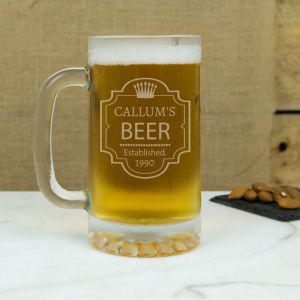 Traditional Engraved Beer Stein Glass 500ml