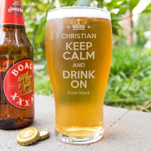 Keep Calm and Drink On Pint Glass