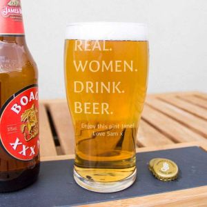 Womens Engraved Beer Pint Glass 570ml