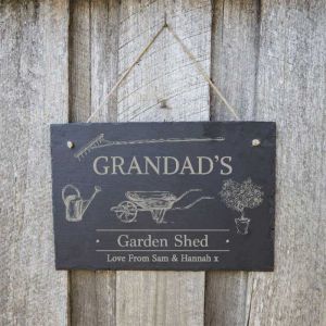 Grandpa's Gardening Shed Personalised Slate Sign
