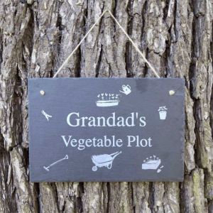 Grandad's Vegetable Plot Personalised Slate Sign