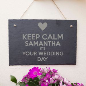 Keep Calm Bride Personalised Slate Sign