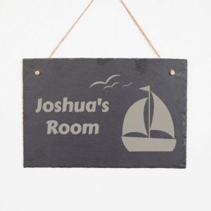 Personalised Child's Room Sailboat Slate Sign