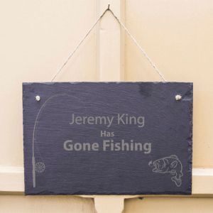 Gone Fishing Personalised Slate Sign