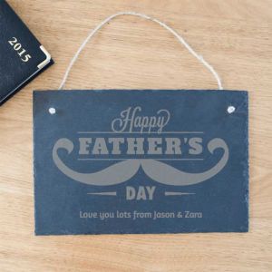 Father's Day Moustache Personalised Slate Sign