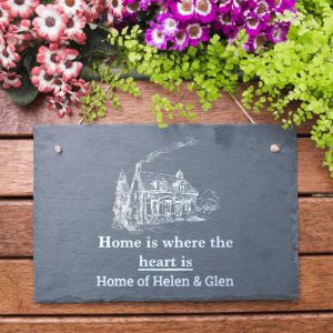 Home Is Where Heart Is Personalised Slate Sign