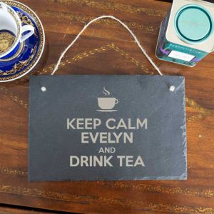 Keep Calm Drink Tea Personalised Slate Sign