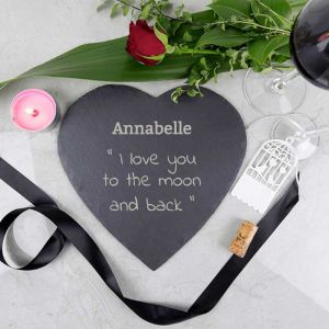 To The Moon And Back Heart Slate