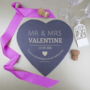 Mr & Mrs Personalised Heart Slate