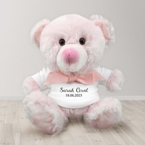 Personalised pink baby girl teddy bear