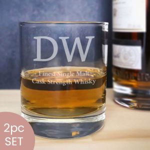 Custom engraved monogrammed whisky glass
