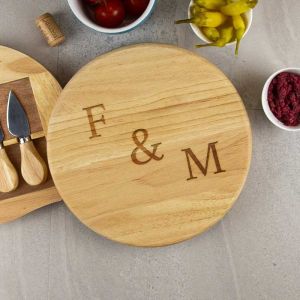 Initials Wooden Cheese Board Set