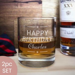 Personalised happy birthday whisky tumbler