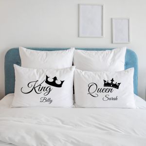 King and Queen Personalised Pillow Case Set