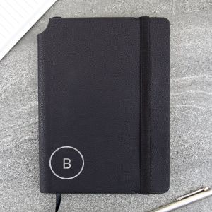 Monogram Circle Black Personalised Notebook